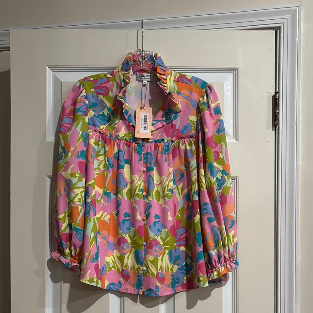 Crosby Vibrant Ruffle Blouse